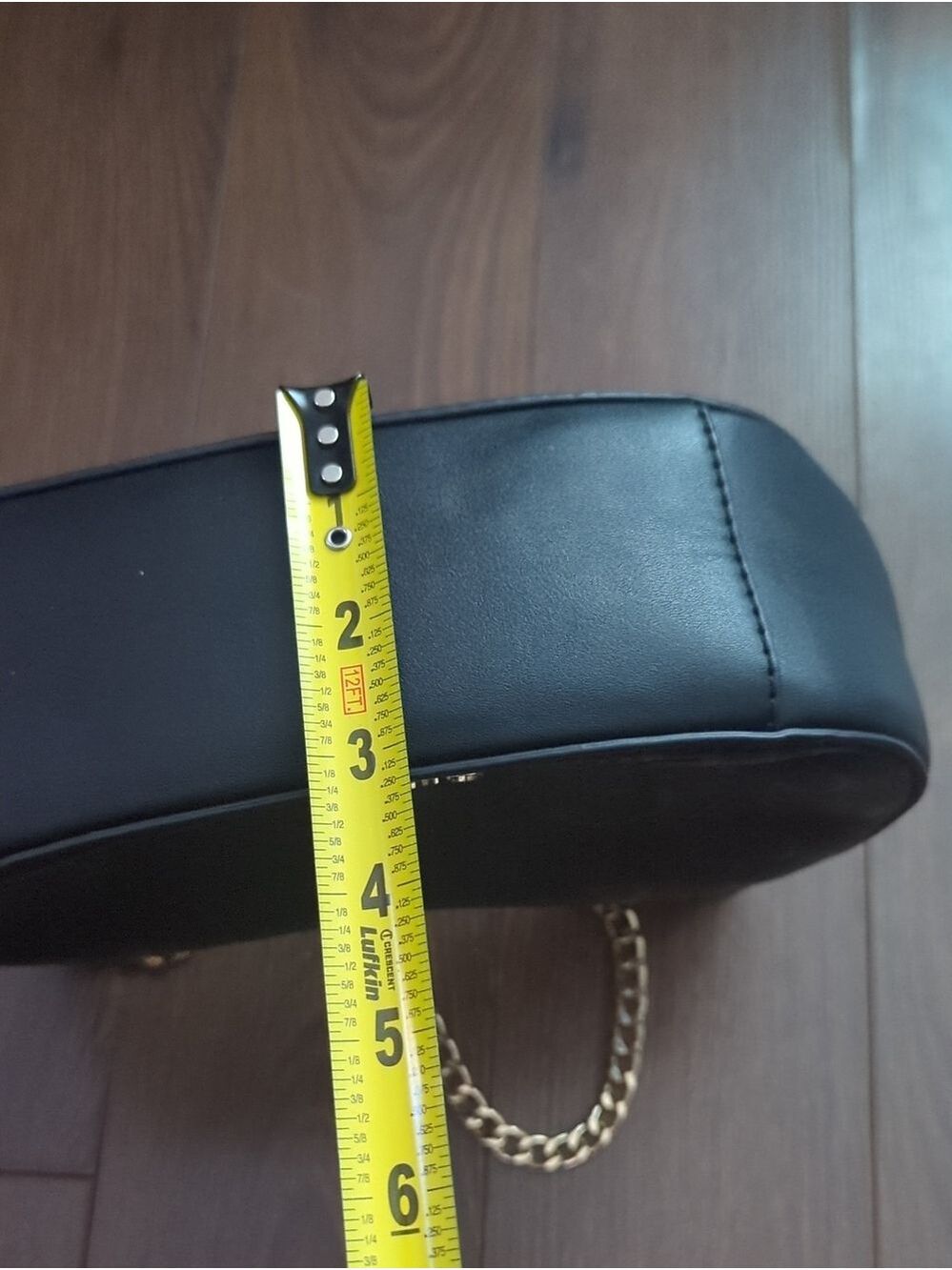 GUESS Black Embossed Logo Shoulder Bag with Gold Chain - Picture 11 of 12